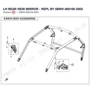 LH REAR VIEW MIRROR - REPL BY 5BWV-260100-5002 product image