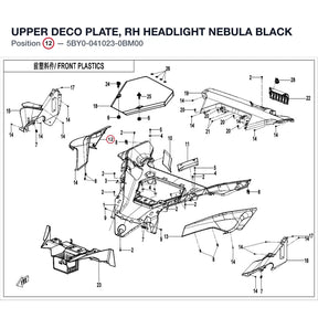 UPPER DECO PLATE, RH HEADLIGHT product image