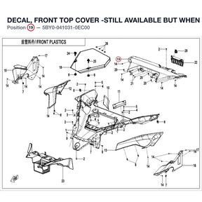 DECAL, FRONT TOP COVER -STILL AVAILABLE BUT WHEN STOCK IS 0 PLEASE BUY THE DECAL ASSY product image