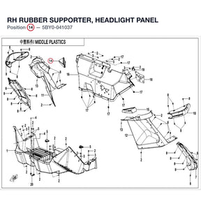 RH RUBBER SUPPORTER, HEADLIGHT PANEL product image