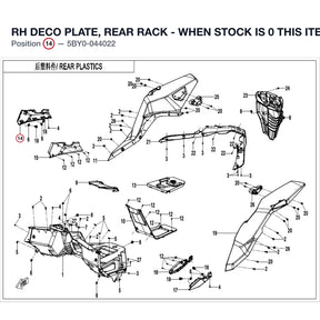 RH DECO PLATE, REAR RACK - WHEN STOCK IS 0 THIS ITEM IS NO LONGER AVAILABLE product image