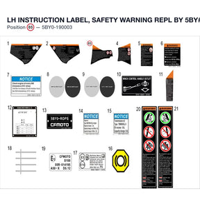 LH INSTRUCTION LABEL, SAFETY WARNING REPL BY 5BY#-190003-1000 product image