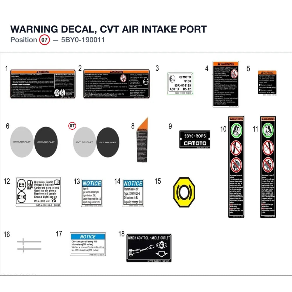 WARNING DECAL, CVT AIR INTAKE PORT product image