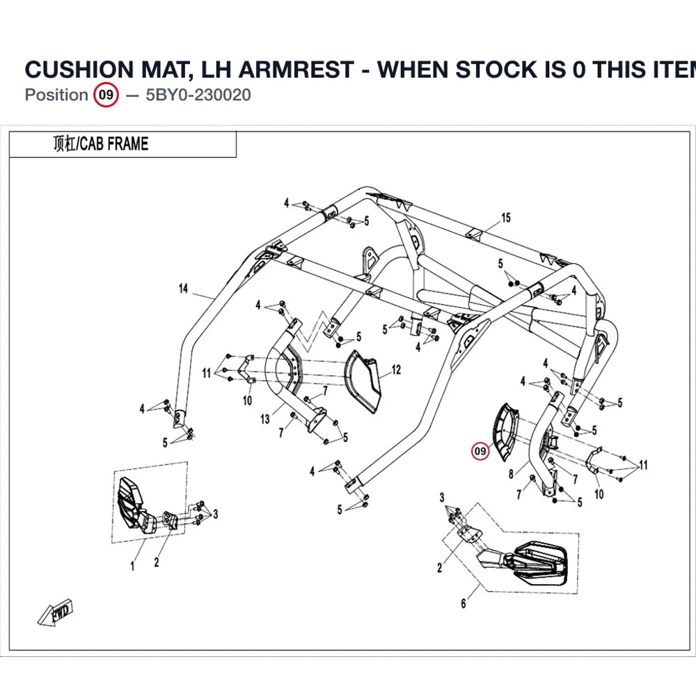 CUSHION MAT, LH ARMREST - WHEN STOCK IS 0 THIS ITEM IS NO LONGER AVAILABLE product image
