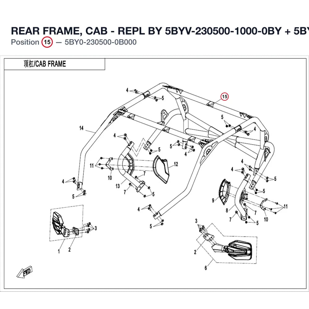 REAR FRAME, CAB - REPL BY 5BYV-230500-1000-0BY + product image
