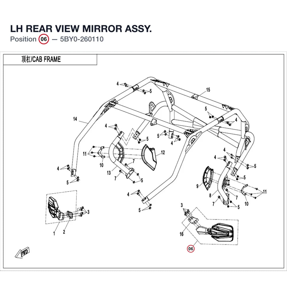 LH REAR VIEW MIRROR ASSY. product image