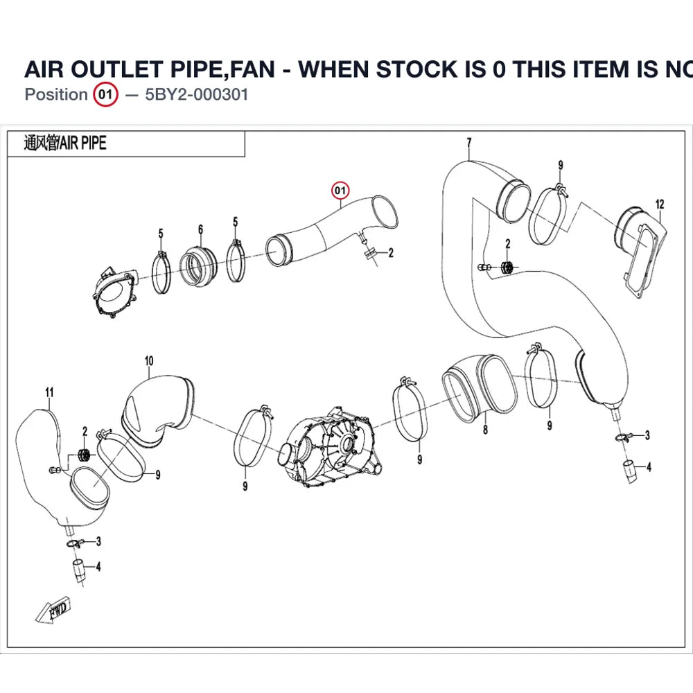 AIR OUTLET PIPE,FAN - WHEN STOCK IS 0 THIS ITEM IS NO LONGER AVAILABLE product image