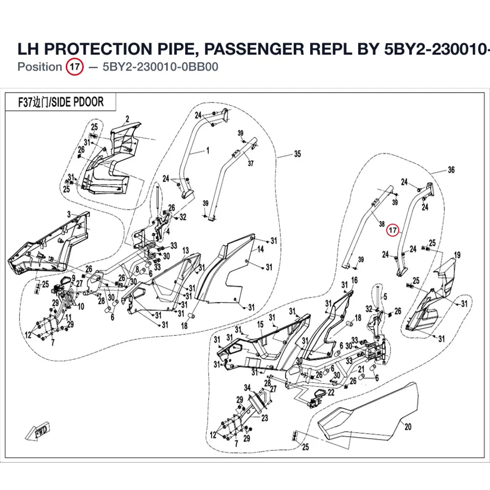 LH PROTECTION PIPE, PASSENGER REPL BY 5BY2-230010-0BB01 product image