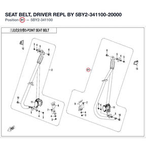 SEAT BELT, DRIVER REPL BY 5BY2-341100-20000 product image