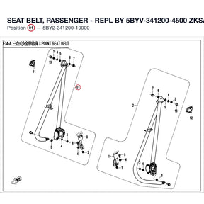 SEAT BELT, PASSENGER - REPL BY 5BYV-341200-4500 product image
