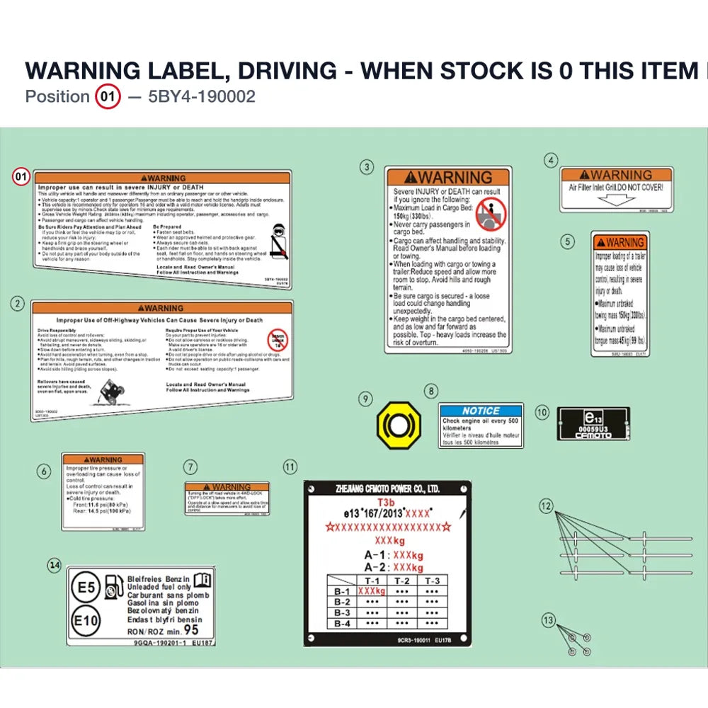 WARNING LABEL, DRIVING  - WHEN STOCK IS 0 THIS ITEM IS NO LONGER AVAILABLE product image
