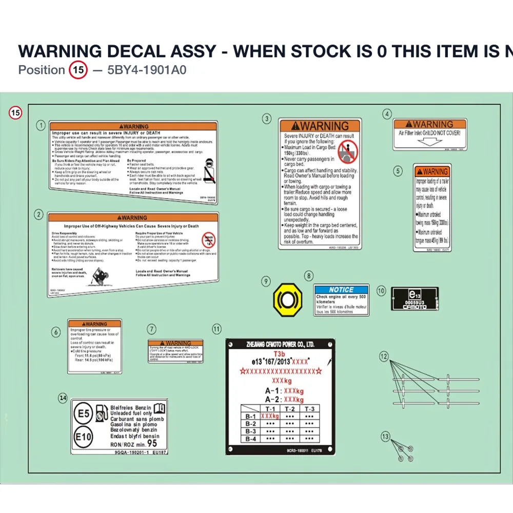 WARNING DECAL ASSY - WHEN STOCK IS 0 THIS ITEM IS NO LONGER AVAILABLE product image