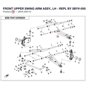 FRONT UPPER SWING ARM ASSY., LH - REPL BY 5BYV-050110-C000 product image