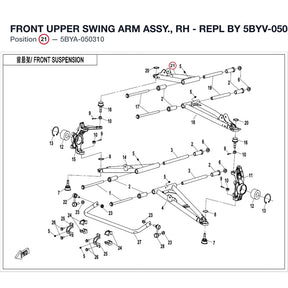 FRONT UPPER SWING ARM ASSY., RH - REPL BY 5BYV-050310-C000 product image