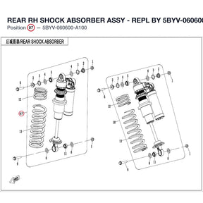 REAR RH SHOCK ABSORBER ASSY - REPL BY 5BYV-060600-A101 product image