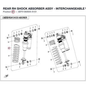 REAR RH SHOCK ABSORBER ASSY - INTERCHANGEABLE WITH 5BYV-060600-A100 product image