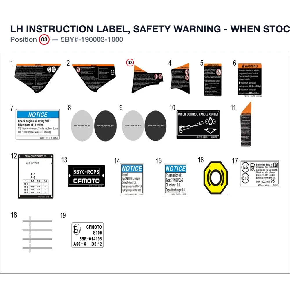 LH INSTRUCTION LABEL, SAFETY WARNING - WHEN STOCK IS 0 THIS ITEM IS NO LONGER AVAILABLE product image