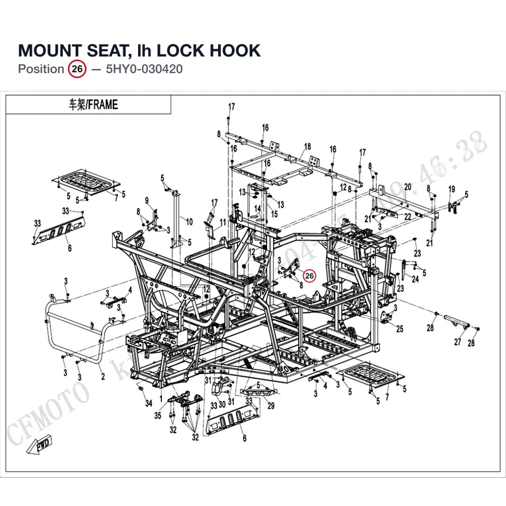 MOUNT SEAT, lh LOCK HOOK product image