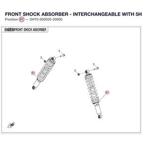 FRONT SHOCK ABSORBER - INTERCHANGEABLE WITH  5HY0-050500-00001 product image