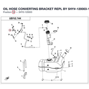OIL HOSE CONVERTING BRACKET REPL BY 5HY#-120003-1000 product image