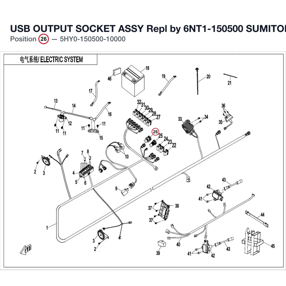 USB OUTPUT SOCKET ASSY Repl by 6NT1-150500 product image