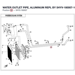 WATER OUTLET PIPE, ALUMINUM REPL BY 5HYV-180007-1C00 product image