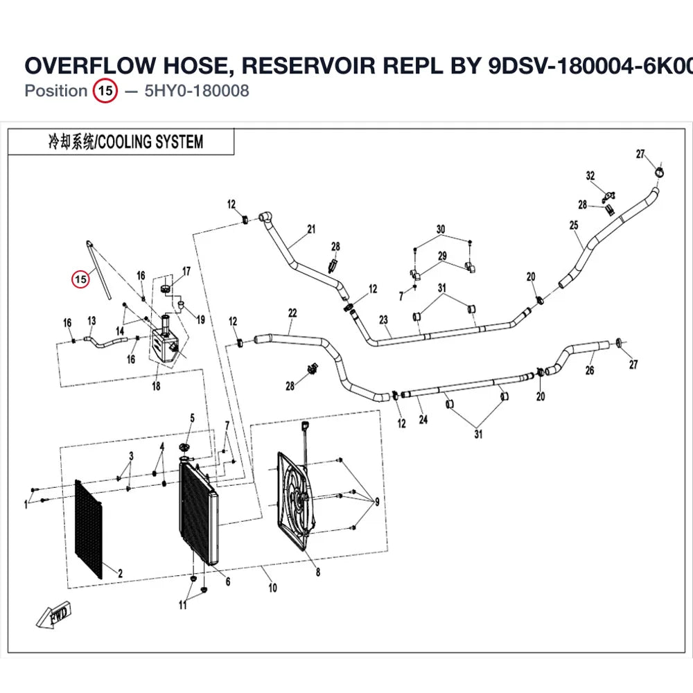 OVERFLOW HOSE, RESERVOIR REPL BY 9DSV-180004-6K00 product image