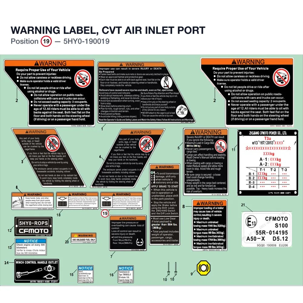 WARNING LABEL, CVT AIR INLET PORT product image