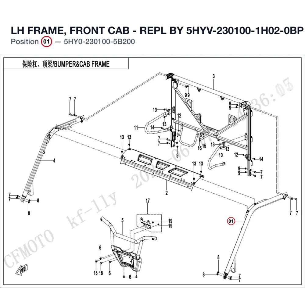 LH FRAME, FRONT CAB - REPL BY 5HYV-230100-1H02-0BP product image