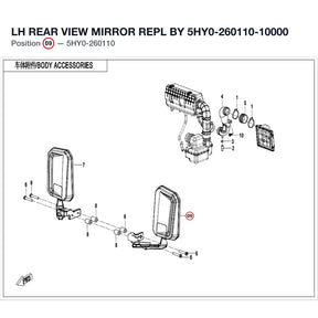 LH REAR VIEW MIRROR REPL BY 5HY0-260110-10000 product image