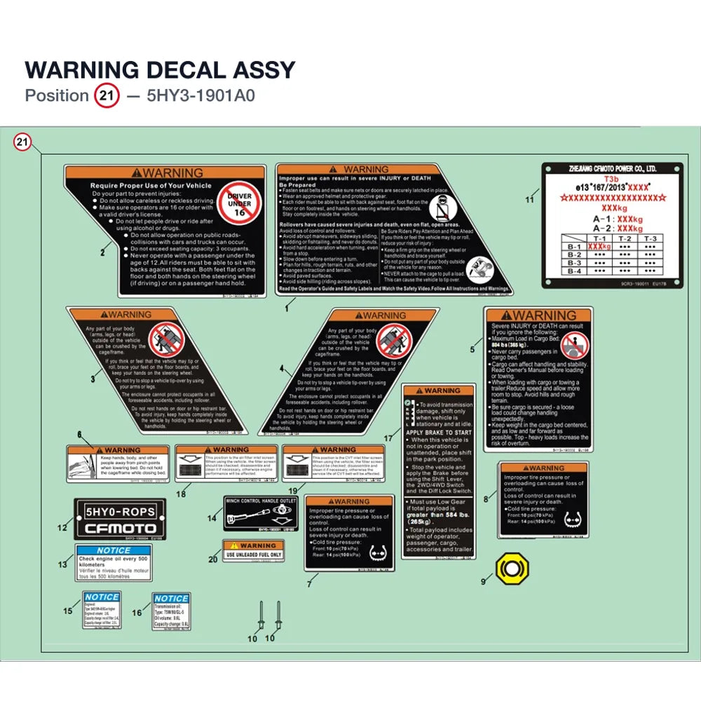 WARNING DECAL ASSY product image
