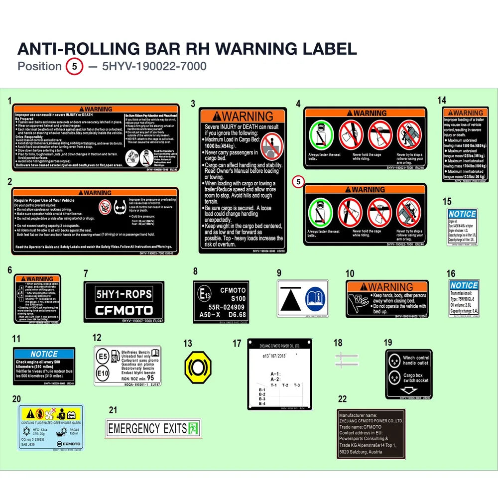 ANTI-ROLLING BAR RH WARNING LABEL product image