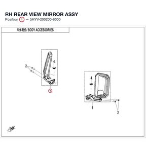 RH REAR VIEW MIRROR ASSY product image
