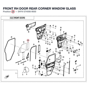 FRONT RH DOOR REAR CORNER WINDOW GLASS product image