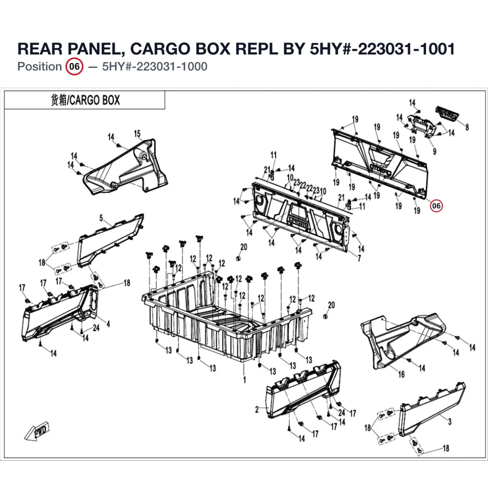 REAR PANEL, CARGO BOX REPL BY 5HY#-223031-1001 product image