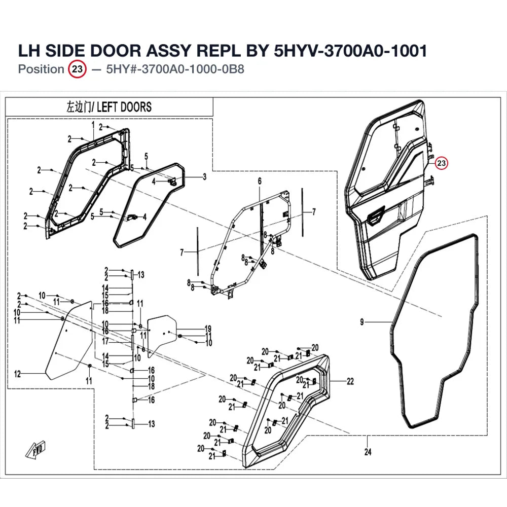 LH SIDE DOOR ASSY REPL BY 5HYV-3700A0-1001 product image