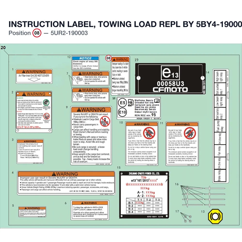 INSTRUCTION LABEL, TOWING LOAD REPL BY 5BY4-190003 product image