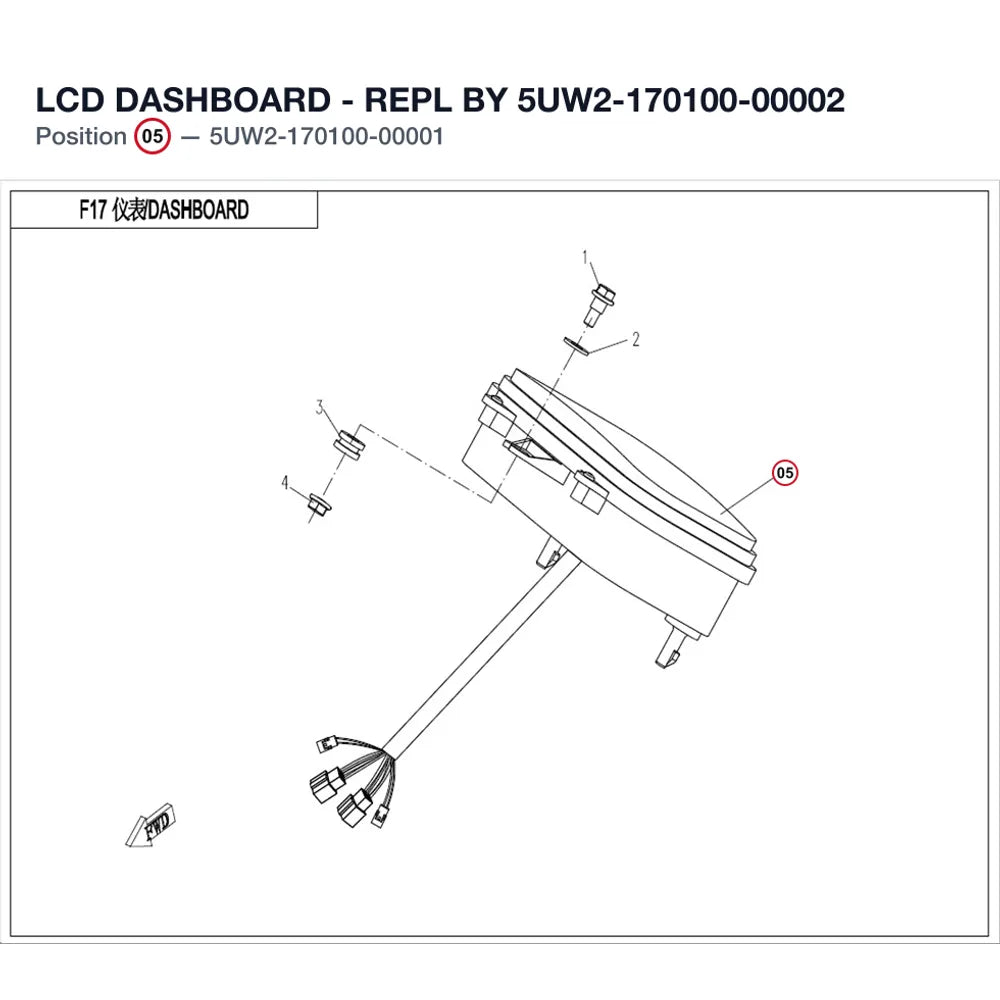 LCD DASHBOARD - REPL BY 5UW2-170100-00002 product image