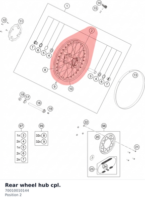 Diagram preview: Rear wheel hub cpl. (70010010144)