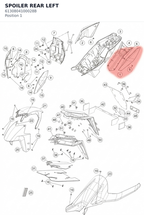 Diagram preview: SPOILER REAR LEFT (6130804100028B)