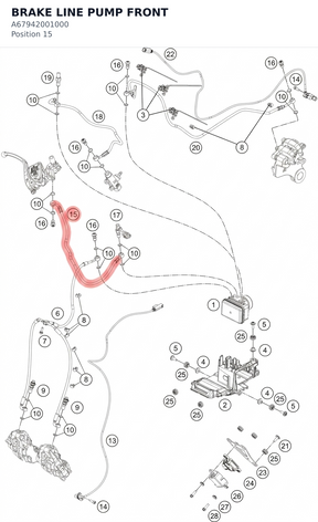 Diagram preview: BRAKE LINE PUMP FRONT (A67942001000)