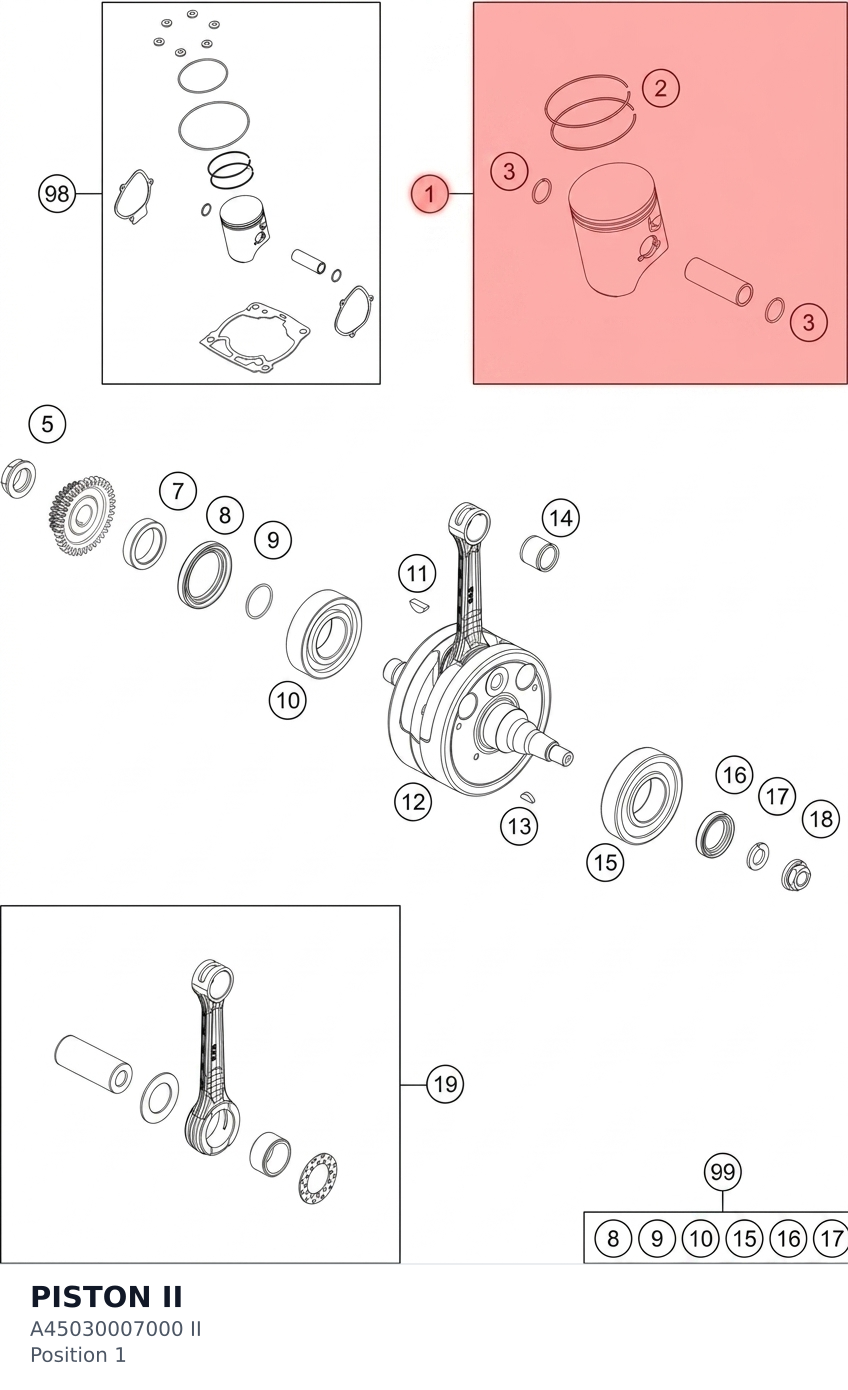 Diagram preview: PISTON II (A45030007000 II)