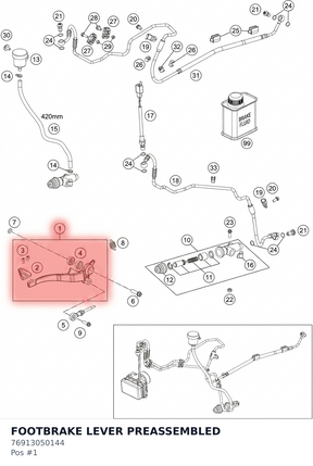 Diagram preview: FOOTBRAKE LEVER PREASSEMBLED (76913050144)