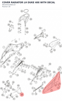 Diagram preview: COVER RADIATOR LH DUKE 400 WITH DECAL (96335031000C1A)