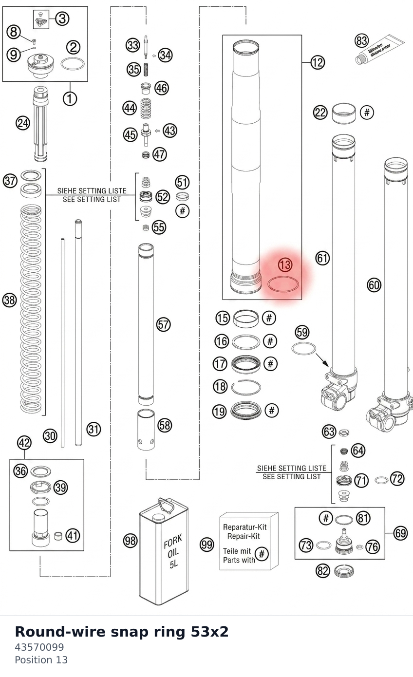 Diagram preview: Round-wire snap ring 53x2 (43570099)