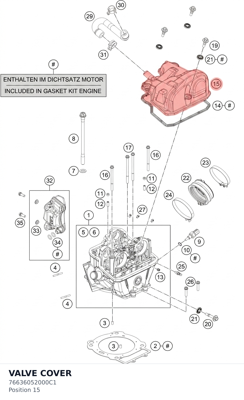 Diagram preview: VALVE COVER (76636052000C1)