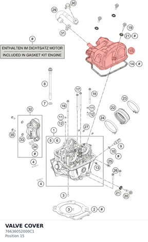 Diagram preview: VALVE COVER (76636052000C1)