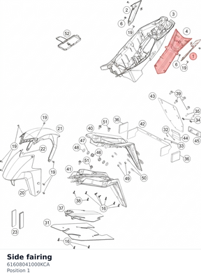 Diagram preview: Side fairing (61608041000KCA)