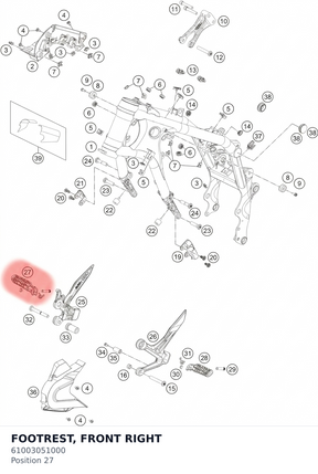 Diagram preview: FOOTREST, FRONT RIGHT (61003051000)