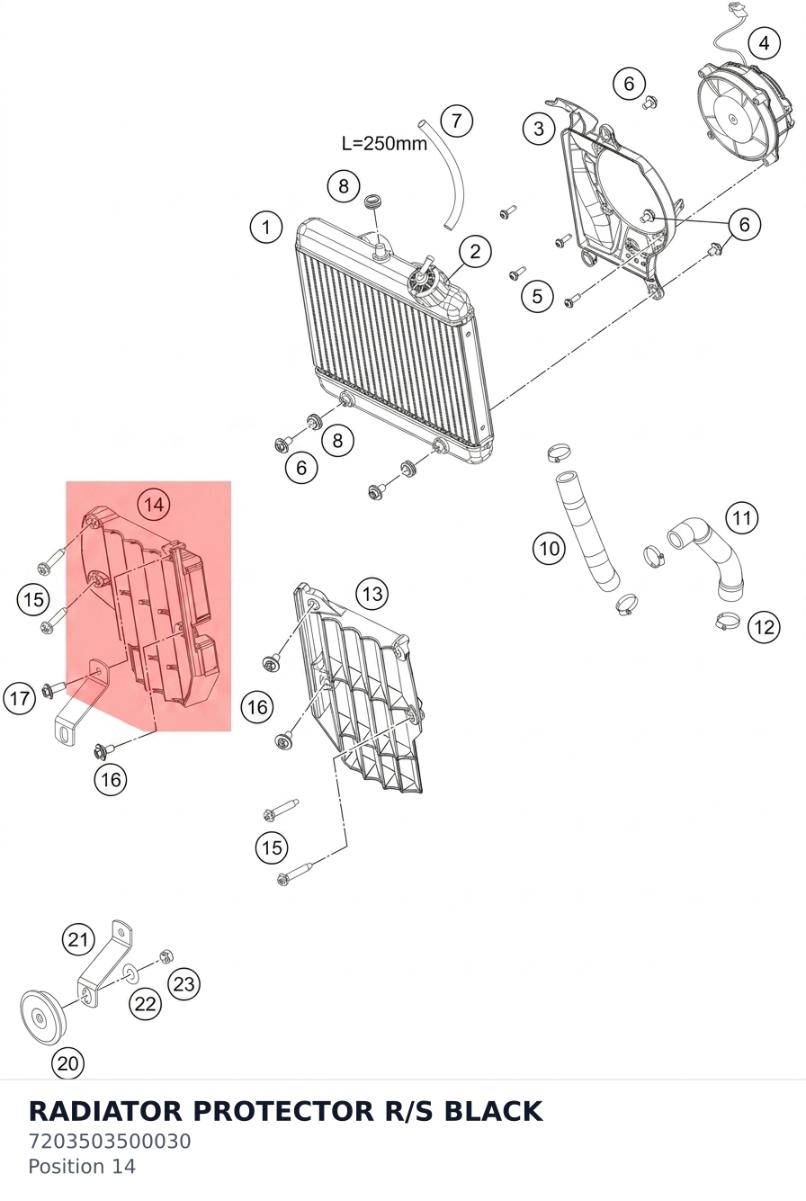 Diagram preview: RADIATOR PROTECTOR R/S  BLACK (7203503500030)